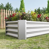 Metal Raised Garden Bed, Rectangle Raised Planter 421ft for Flowers Plants, Vegetables Herb Silver 12226437