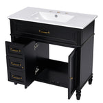 ZUN 36" Bathroom Vanity with Sink, Black Bathroom Cabinet with Drawers, Solid Frame and MDF Board, One N725P195410B