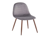 Contemporary Chair in Walnut Metal and Grey Velvet - Set of 2 B202P223638