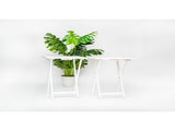 Modern Indoor Folding Tray Table Set of 2, White Finish, Solid Rubberwood, 19 x 14.5 x 26 Inches 43670158