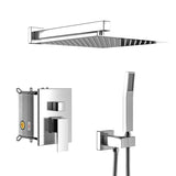 Dual Shower Head - 12 Inch Wall Mounted Square Shower System with Rough-in Valve,Chrome W1243132125