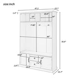 Hall Tree with 3 Hooks , Coat Hanger, Entryway Bench, Storage Bench, 3-in-1 Design, 47.2INCH, for 65259861