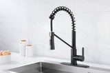 ZUN Matte Black Kitchen Faucet with Soap Dispenser Single Handle Kitchen Sink Faucet with Pull Down 48168484