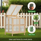 2 Tier Foldable Cold Frame Greenhouse, Portable Wooden Greenhouse Garden Cold Frame Raised Planter W2831P241974