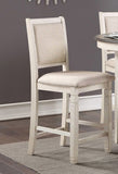 Antique White Finish Wooden Counter Height Chairs 2pcs Set Textured Fabric Upholstered Dining Chairs B01155794
