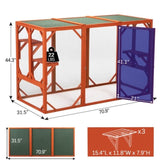 Wooden Cat House, Outdoor Cat Cage with Water-proof Asphalt Planks and Cat Perches, Orange W2181P151887