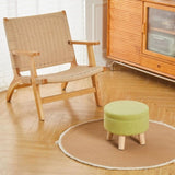 ZUN Storage Ottoman, Modern Round Footrest with Soft Padded Seat, Teddy Velvet Footstool with Wood Legs, 60616356