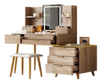 7-Drawer Vanity Desk with LED Mirror & Carved Details, Fluted Makeup Table with Metal Legs and PU 44048891