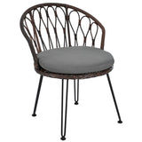 U_STYLE Outdoor Leisure Set, 2 Rattan Single Chairs with A Glass Round Table, Perfectly Suited for N711P256422D