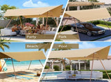 Hexagonal Shade Sail Canopy, Large 206"x118" UV Block Sun Shade with UPF 50, Waterproof W2505P427760