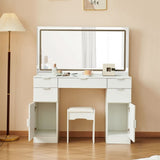 ZUN Dressing table set with LED mirror and 3 lighting modes, dressing table with 5 drawers and 2 96670198