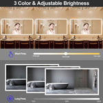 ZUN 72X36 Frame LED Bathroom Mirror with Bluetooth Speaker, Stepless Dimmable Wall Mirrors with W1550126901