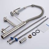 Kitchen Faucet with Pull Down Sprayer Brushed Nickel Stainless Steel Single Handle Kitchen Sink W1932124165