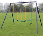 ZUN Metal Swing Set Outdoor with Glider for Kids, Toddlers, Children 19618894