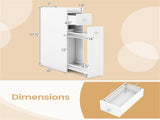 Slim Bathroom Storage Cabinet with Caster Drawer, Raised Edge Top Shelf Anti-Fall Organizer-White 00552411