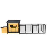 118" Large Wooden Chicken Coop Outdoor Hen House with Nesting Box, Leak-Proof Pull-Out Tray, Asphalt W773P314011