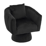 ZUN 360&deg; Swivel Accent Chair, Modern Velvet Fabric Living Room Armchair with Fluffy Cushions, Comfy Wide 27780412