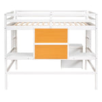 ZUN Twin size Loft Bed with Desk and Writing Board, Wooden Loft Bed with Desk & 2 Drawers Cabinet- White 69005243