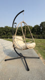 Swing Egg Chair with Stand Indoor Outdoor Wicker Rattan Patio Basket Hanging Chair with C Type W2707P296436