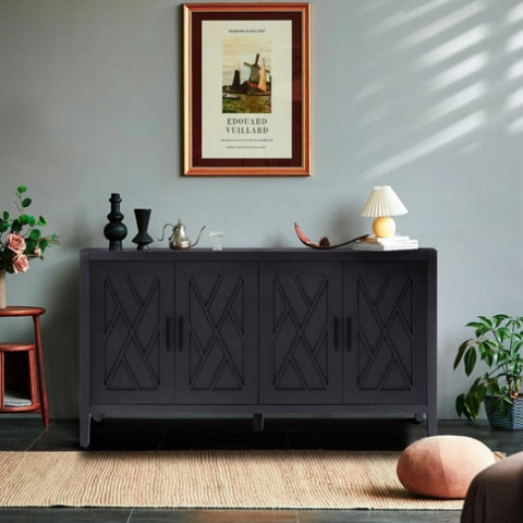 ZUN Four Door Wooden Twill Sideboard American Country Vintage Old Living Room Dining Room Hallway W1445121945