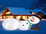 9.8 FT Lighted Christmas Inflatable Decoration, Large Inflatable Lying Snowman, Funny Blow Up Yard 20613284
