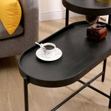 2-Tier Black Side Table with Storage Sofa Table for Living Room Metal Frame & Wooden Desk End Table 10905612