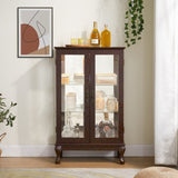 2 Doors Curio Cabinet with Tempered Glass Doors, Curio Cabinets with Mirrored Back Panel and W2275P178893