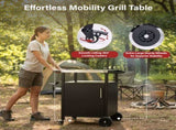 Outdoor Grill Table Cart with Stainless Steel Movable Kitchen Island with Large Storage 21663639