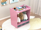 Kids Costume Organizer Costume RackKids ArmoireOpen Hanging Armoire Closet with Mirror-PINK 33487777
