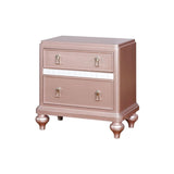 2 Drawers Wooden Nightstand with Mirror Trim, Rose Gold B016P251438