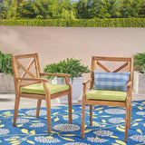 PERLA DINING CHAIR,2PCS with 2 Green Cushions,for Backyard, Poolside, Garden N762P251938F