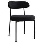 ZUN Boucle Upholstered Dining Chairs with Curved Backrest & Metal Legs Set of 2, Black W2740P214381