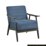 Casual Transitional Accent Chair 1pc Blue Fabric Upholstery Dark Gray Frame Solid Wood Living Room B011P182646