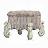 Ivory and Bone White Vanity Stool with Nailhead Trim B062P209000