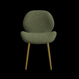 Modern minimalist green teddy velvet Dining Chairs Set of 2 with sturdy gold metal legs and W1727P251143
