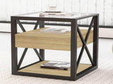 1 piece Modern End Table with Drawer - Nightstand for Bedroom & Living Room, Natural Wood MDF & W241P246913