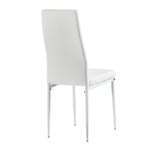 ZUN White modern minimalist dining chair fireproof leather sprayed metal pipe diamond grid pattern W2181P167933