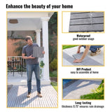 20 PCS Interlocking Deck Tiles Striped Pattern, 12" x 12" Square Light Gray Acacia Hardwood Outdoor W2391P276694