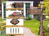 Decorative Large Mailbox with Post, Heavy Duty Cast Aluminum Postal Mail Box with Address Plaque, 06709382