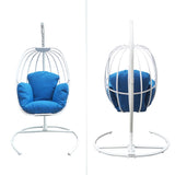 ZUN Hanging Egg Chair with Stand, Hammock Swing Chair with Hanging Kit,Blue W1889P202873