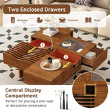 U-Can 33''Mid Century Modern Coffee Table,Unique Square Wooden Coffee Table with 3 Drawers, Tempered N724P270432D
