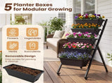 Vertical 5-Tier Raised Garden Bed with Wheels & Removable Planter Boxes for Patio Balcony 61745860