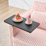 The pull-out push-in pink corduroy sofa with dual functions, equipped with a movable tabletop W1278P249022