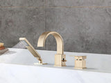 Waterfall Bathtub Faucet with Sprayer, 3-Hole Roman Filler with Hand Shower Deck Mount Waterfall W1224P206190