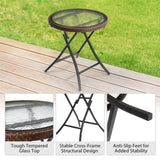 Outdoor Side, Round Rattan Patio Side, Small Foldable Wicker with Tempered Glass 35386669