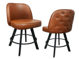 Set of 2 Commercial Grade Swivel Button-Tufted Back Bar Stools with Metal Frame Counter Height W5232P423682