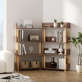 ZUN 4 Tier Retractable & Rotatable Bookcases, Wooden Corner Book Shelf, Storage Rack for 67222440