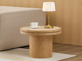 19.49 inch Round MDF Side Table Sintered Stone Tabletop for Living Room Bedroom Natural W876P460753