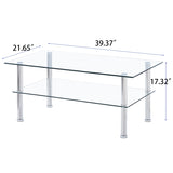 ZUN Clear Clear Glass Coffee Table, Tempered Glass Coffee Table for Living Room W32764165