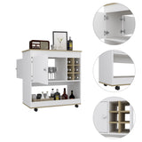 Camelia Bar Cart, Lower Panel, Six Bottle Cubbies, One Cabinet -Light Oak / White B07092081